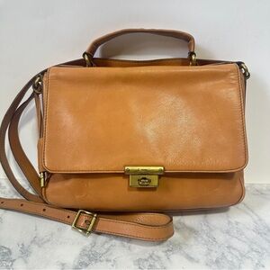 Fossil Cognac Brown Leather Memoir Flap Crossbody Messenger Satchel bag ZB5413